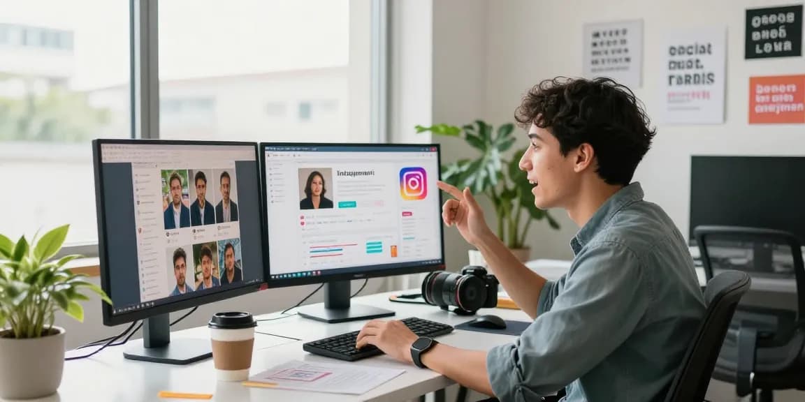 Engaging social media office scene illustrating strategies for instagram live likes kaufen and boosting online presence.