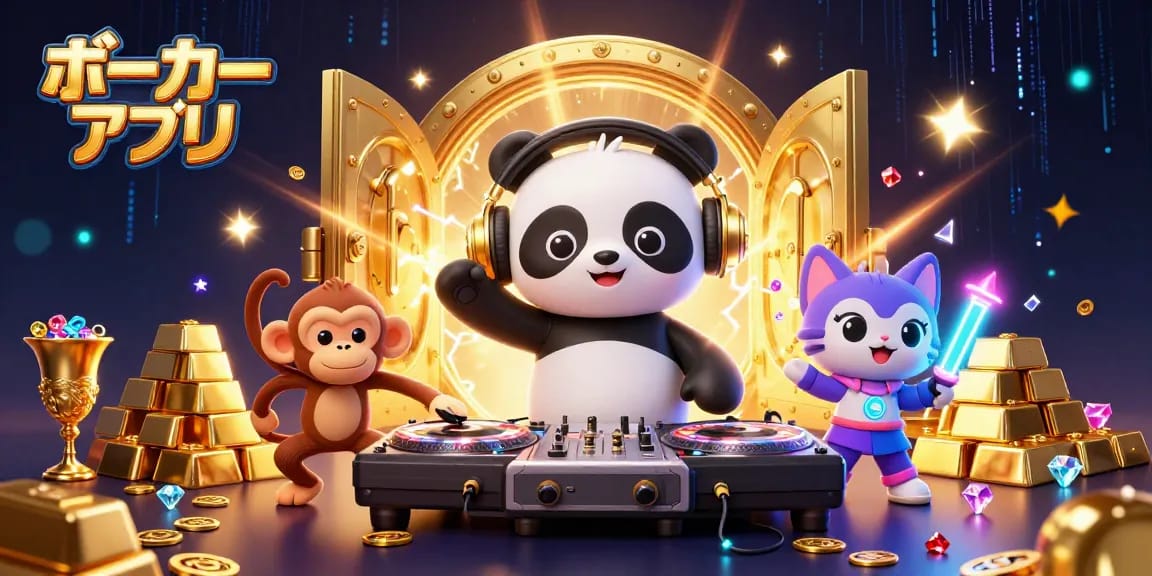 ポーカーアプリで豪華なキャラクターたちが踊りながらリアルマネーゲームを盛り上げるシーン