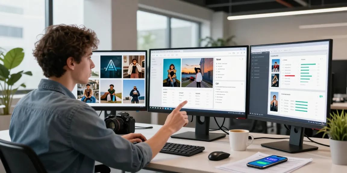 Discover how a free ai image detector efficiently analyzes images for authenticity in a modern tech workspace.