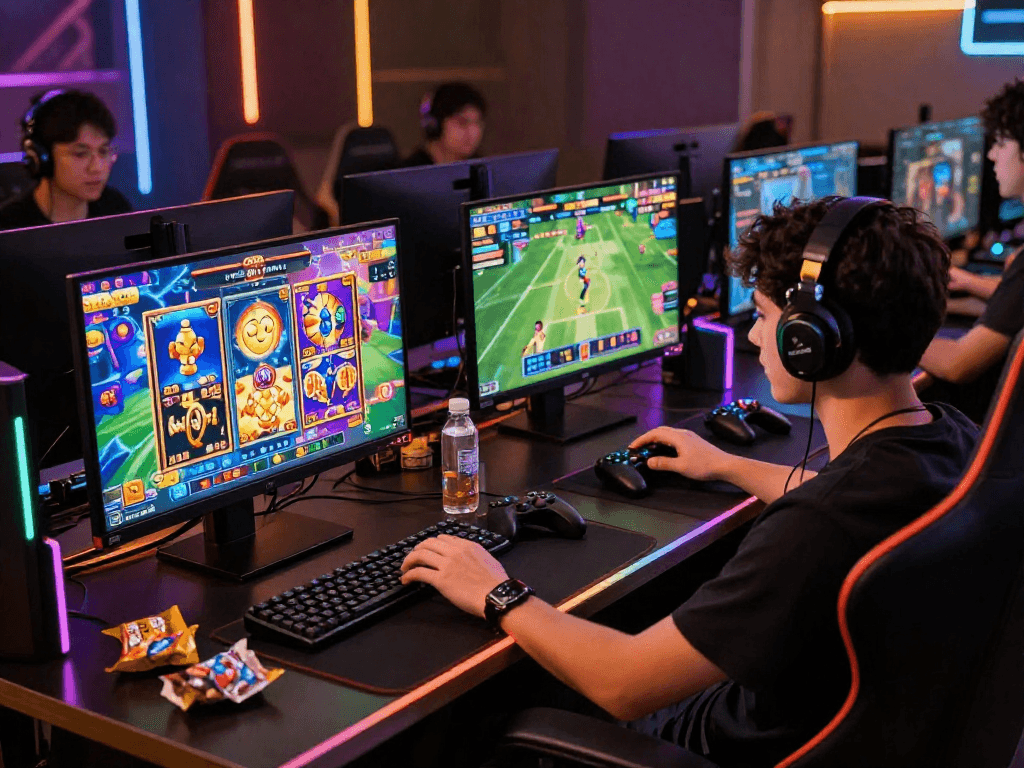 Raja328 login scene showcasing gamers immersed in vibrant online gameplay, emphasizing community engagement and excitement.