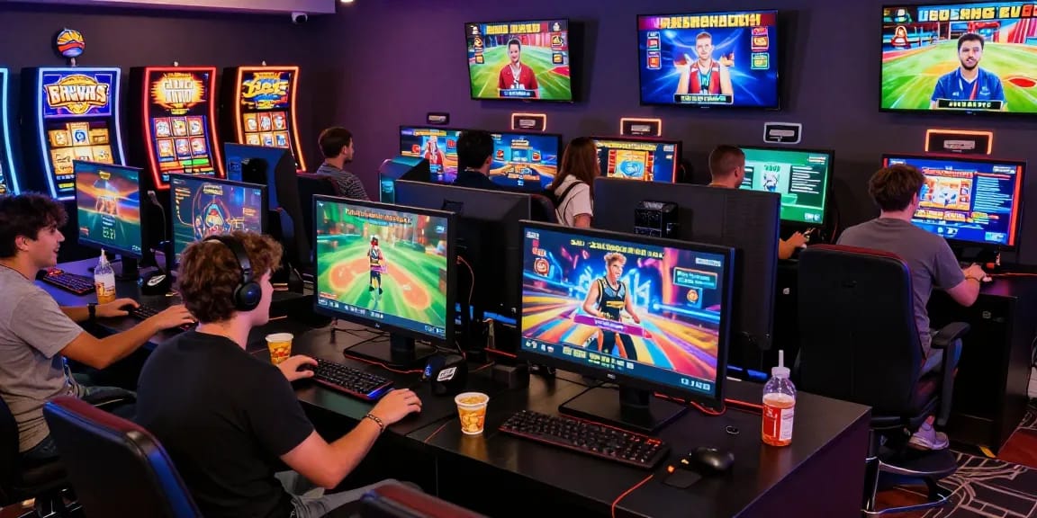 Engaging gaming experience at situs raja 328 with diverse players enjoying slots and live casino games in a lively atmosphere.