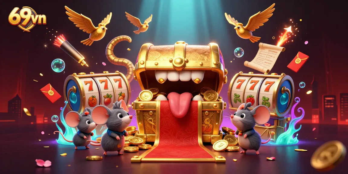 Engage with 69vn's rich treasure hunt of casino delights featuring vibrant animations and characters.
