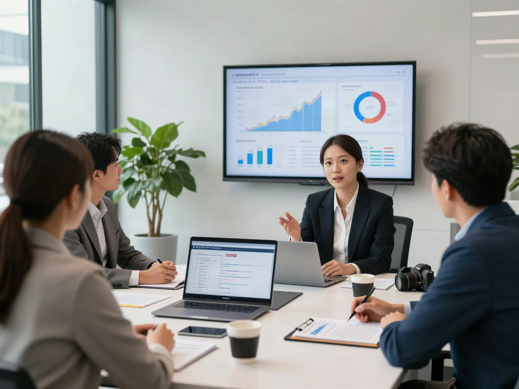 Financial advisor discussing SMSF set up with clients in a modern office.