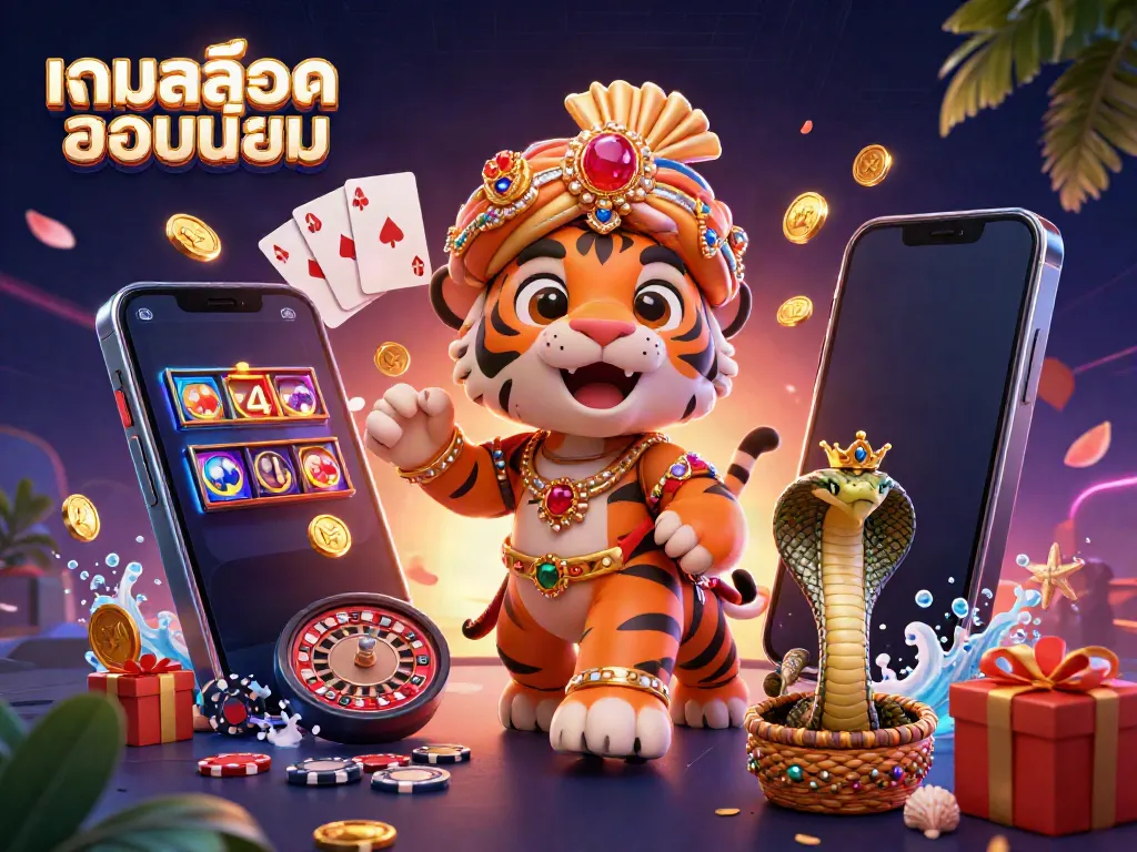 Engage with the best slot games in the vibrant world of เกมสล็อตยอดนิยม showcasing festive casino elements and 3D characters.