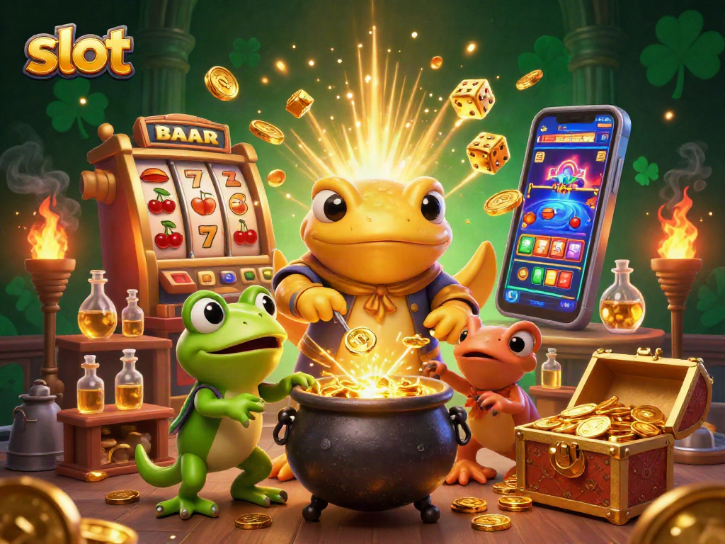 Engage with dynamic slot action featuring a golden salamander alchemist creating coins and jackpots.