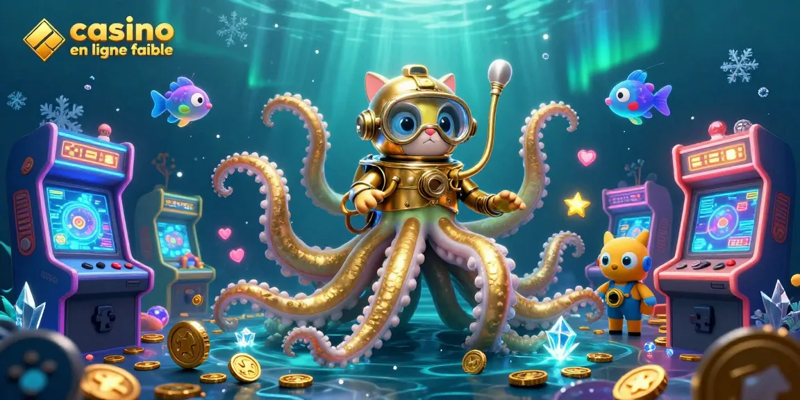 Plongez dans le monde du casino en ligne fiable avec un kraken majestueux et une mer de jeux colorés.