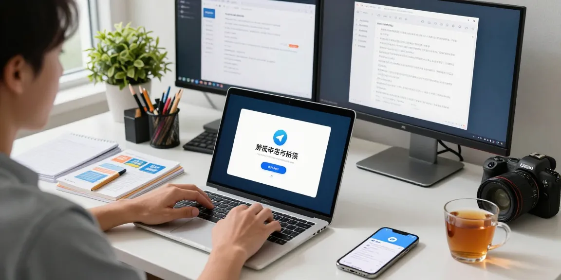 Setting up telegram chinese guide 2026 with a user at a technology workspace enhancing their language skills.