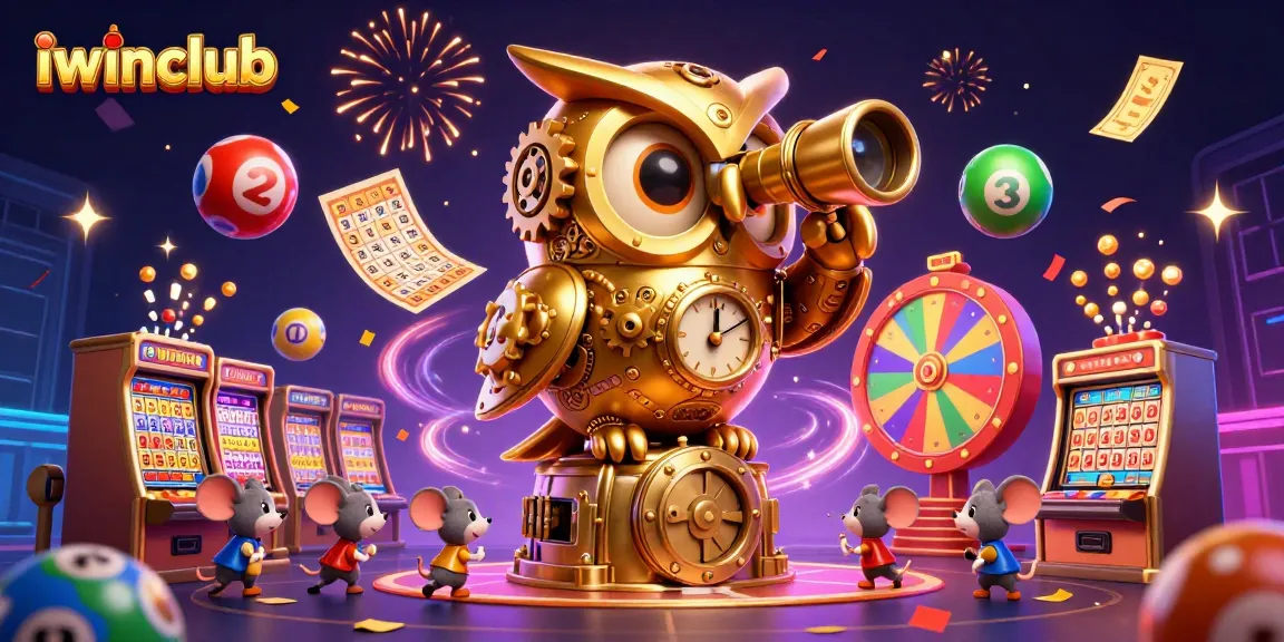 Engage with iwinclub in a vibrant 3D casino scene filled with dynamic game elements.