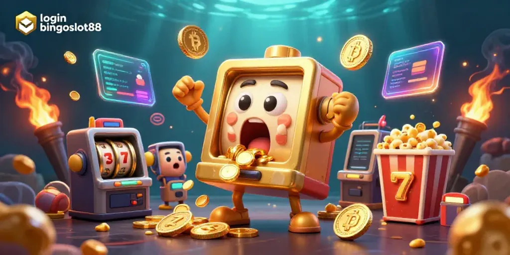 Login bingoslot88 menghadirkan mesin slot emas kartun mengejutkan dengan koin berjatuhan dan simbol keberuntungan.