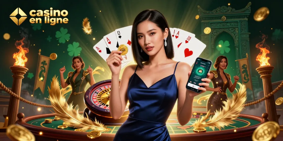 Découvrez l'excitation du casino en ligne avec une illustration 3D vibrante mettant en avant des éléments de luxe et de jeu.