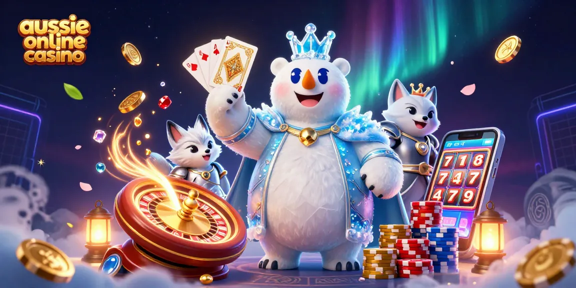 Experience the thrill at aussie online casino with vibrant 3D festive casino elements.
