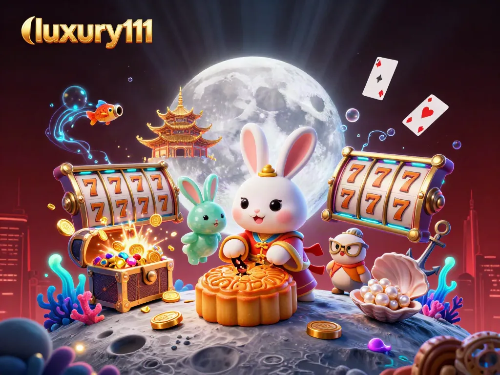 Engage with luxury111 slots featuring mystical elements and vibrant illustrations of a moon rabbit.