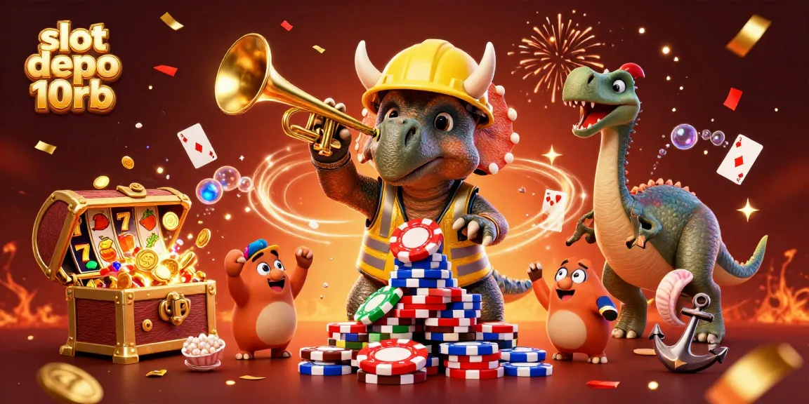 Experience excitement with slot depo 10rb in a vibrant casino scene filled with colorful game elements.
