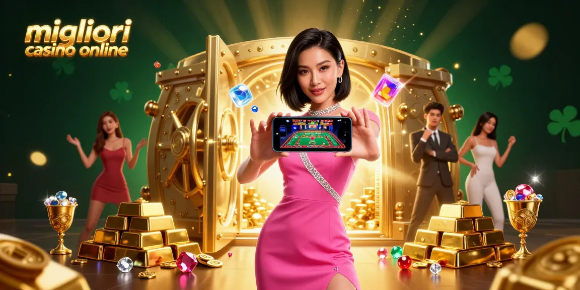 Scopri l'emozione dei migliori casino online con un'illustrazione vivace che mostra un giocatore sicuro in azione.