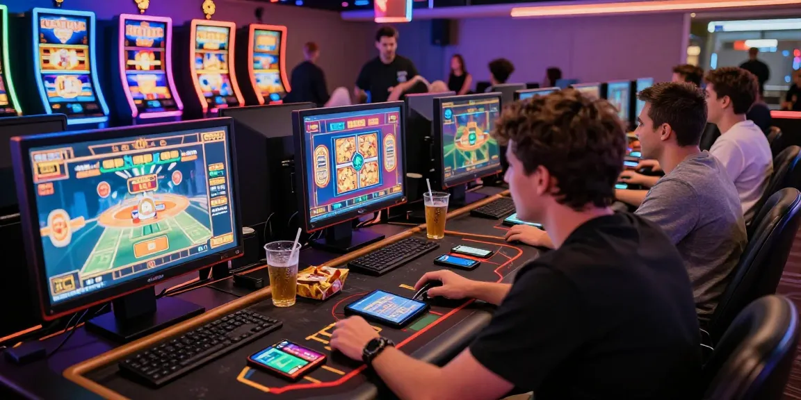 Engaged players at a vibrant benihtoto link gaming environment, enjoying thrilling online slot games.
