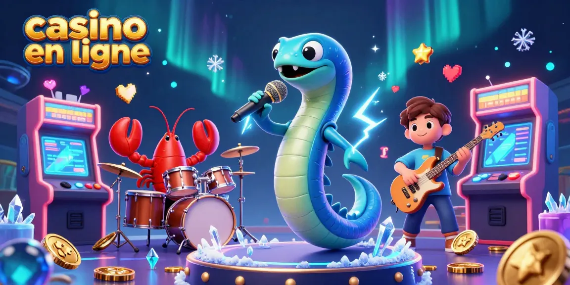 Vivez l'excitation du casino en ligne avec une illustration d'une scène sous-marine animée mettant en scène une anguille DJ et son groupe.