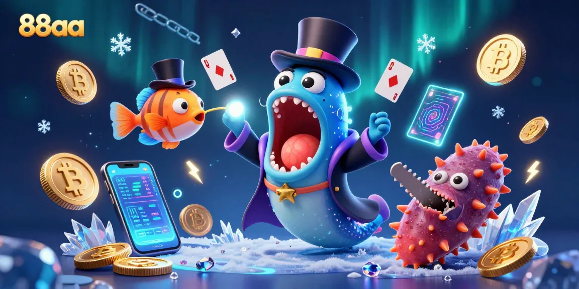 Engage in thrilling card tricks at 88aa casino with a bioluminescent eel and anglerfish.