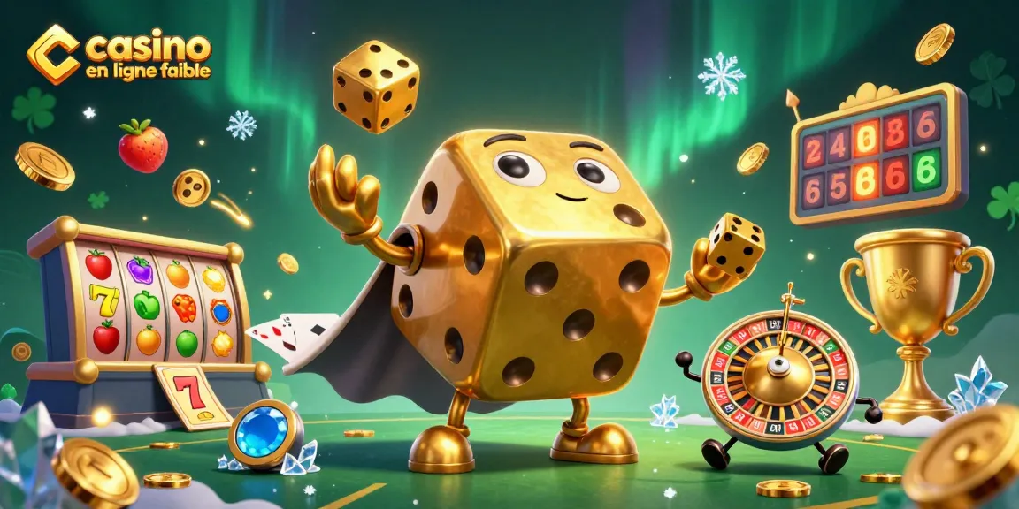 Visualisez un casino en ligne fiable, mettant en avant des dés dorés et des éléments de jeu captivants.