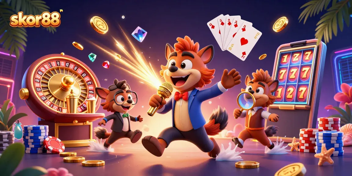 Experience epic winnings with skor88 at a vibrant casino featuring hyena characters and rich game elements.