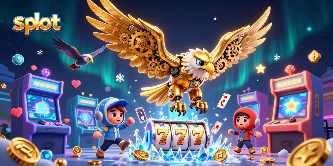 Experience thrilling slot gameplay with a cybernetic eagle soaring through vibrant casino elements.