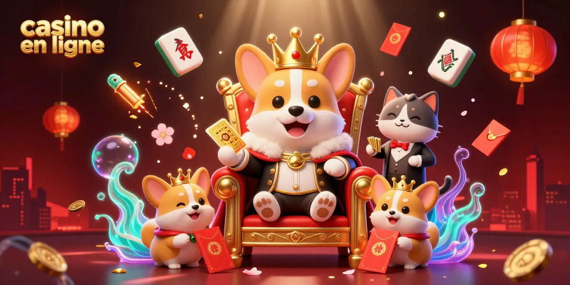 Jouez aux jeux de casino en ligne avec style et chance dans cette illustration colorée.