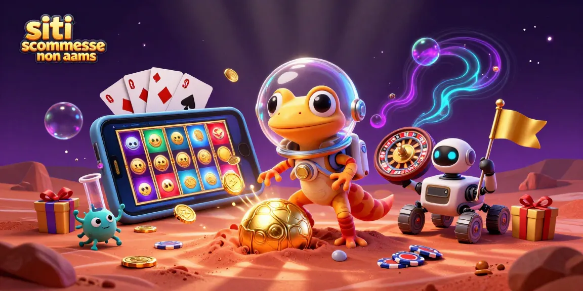 Scommetti sui siti scommesse non AAMS con un gecko marziano e un casino d'oro nel deserto rosso.