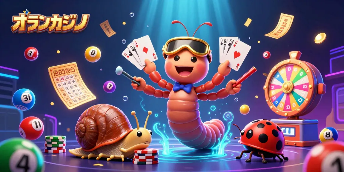 オンラインカジノで楽しむ多彩なゲーム要素と興奮を表現したイラスト。
