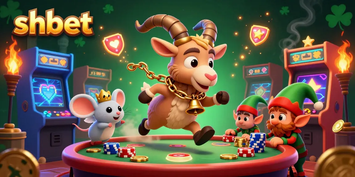 Experience shbet's thrilling casino atmosphere featuring a fun 3D scene with quirky characters and gaming elements.