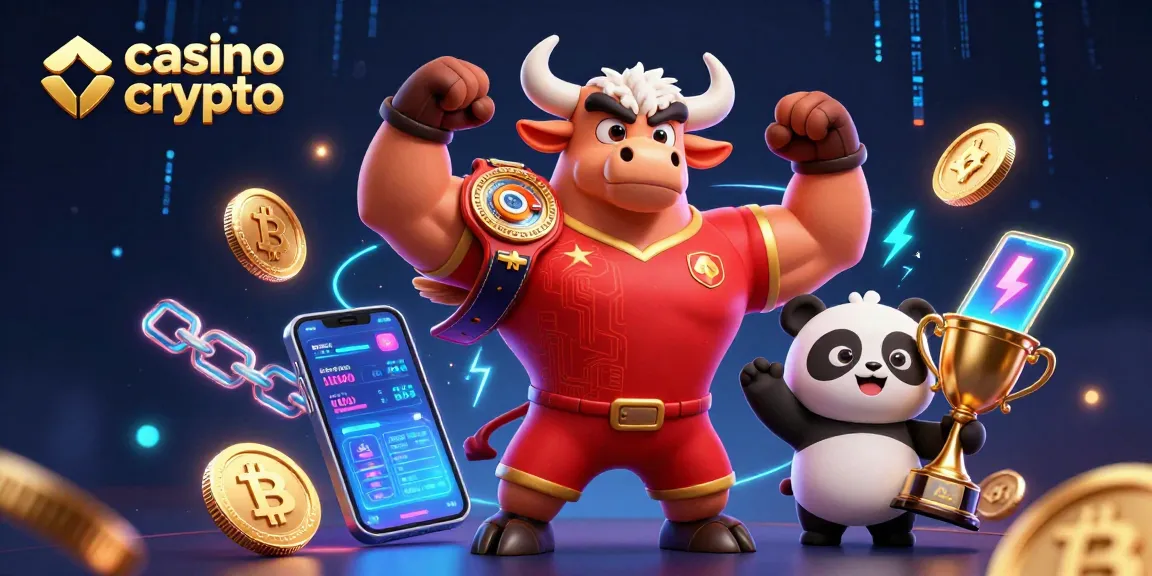 Élevez vos enjeux au casino crypto avec une mascotte triomphante et des éléments de jeu dynamiques