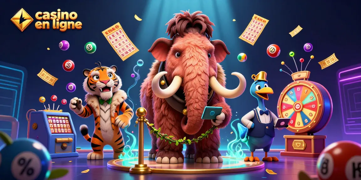 Découvrez le monde captivant du casino en ligne avec des personnages animés et des éléments de jeu.