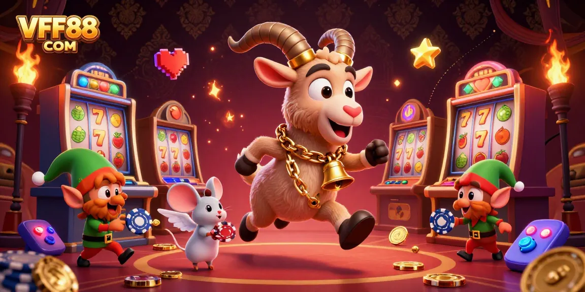 Experience lively gaming at VFF88 COM with festive characters and exciting slot machines.
