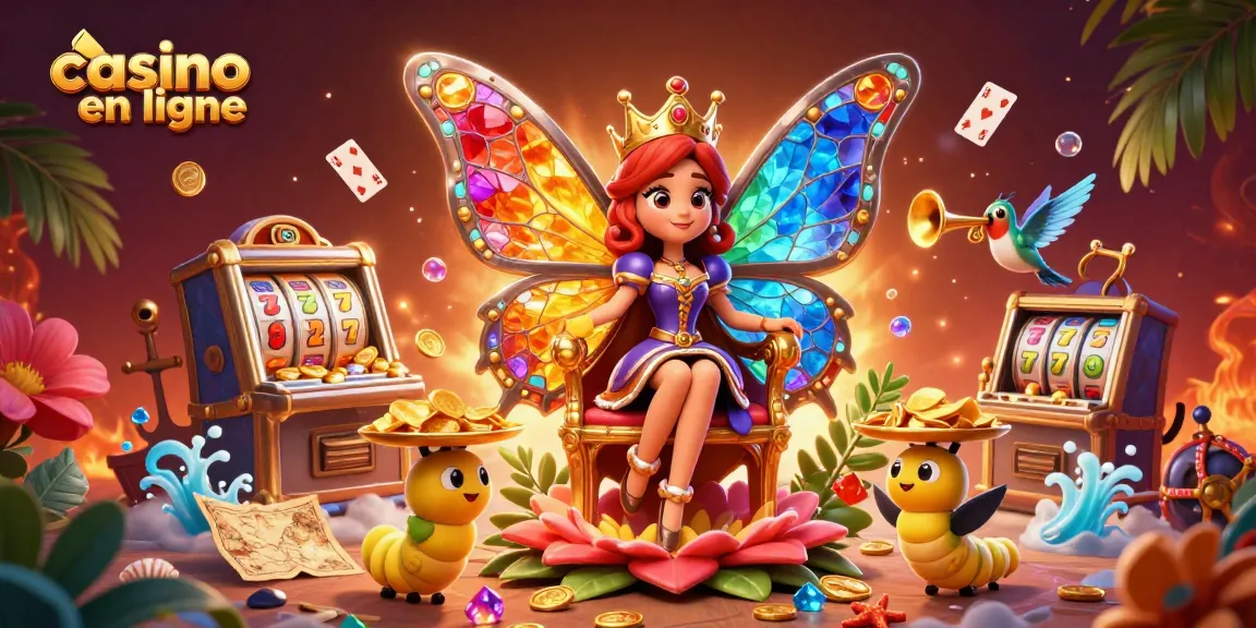 Découvrez des jeux de casino en ligne captivants avec une reine papillon et des éléments de jeux sous-marins.