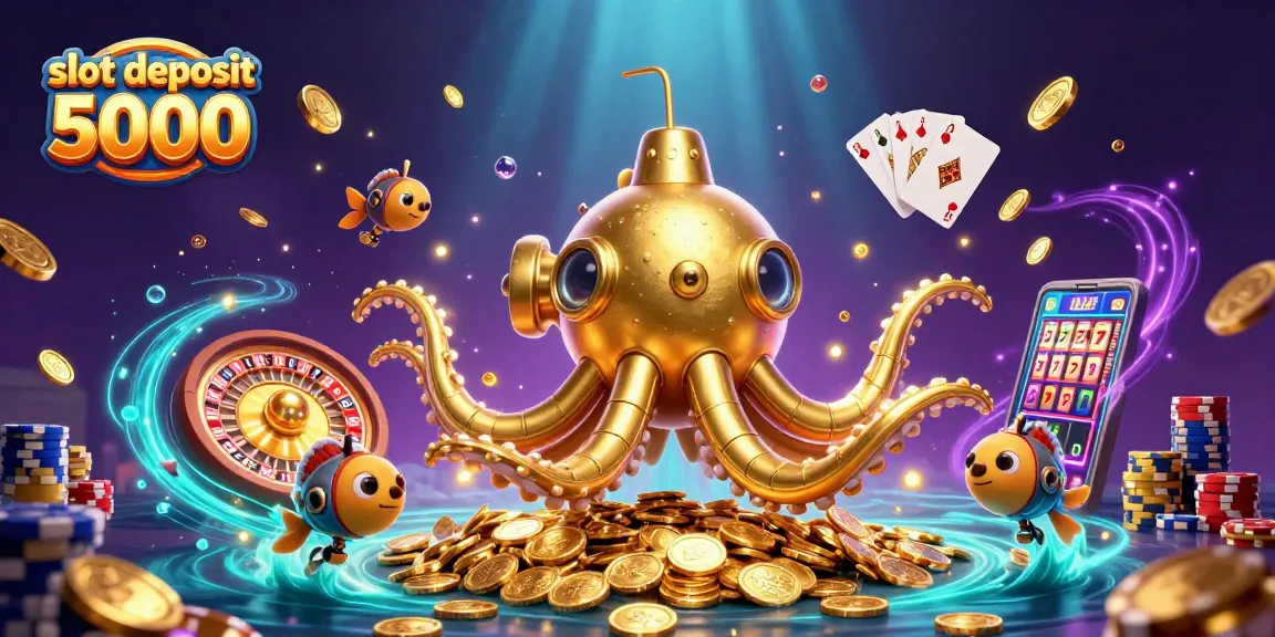 Experience excitement with slot deposit 5000 as a kraken submarine surfaces through golden coins.