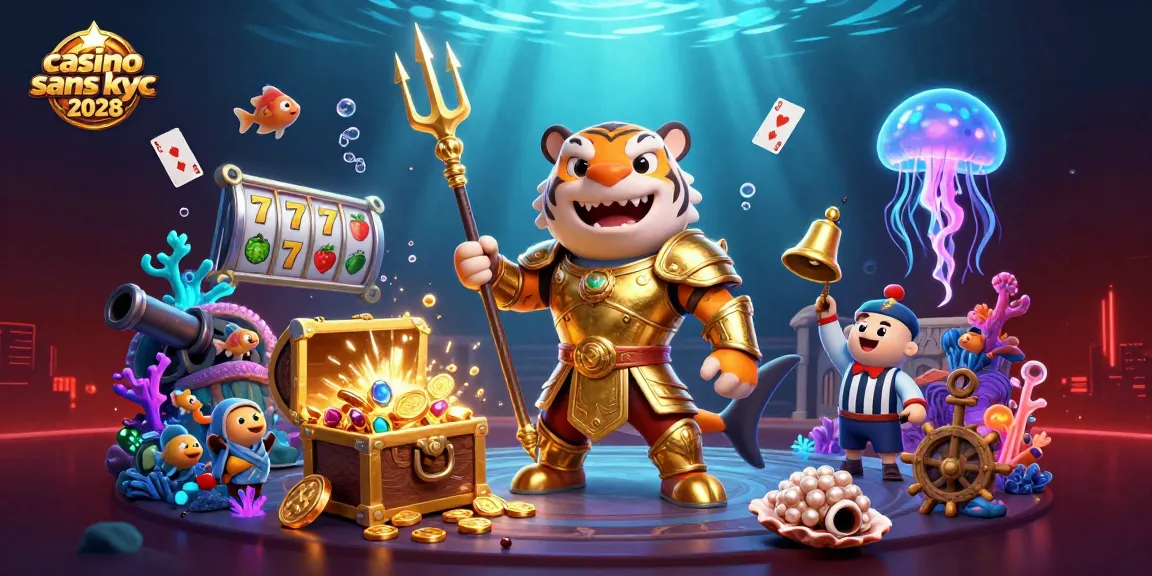 Jouez à casino sans kyc 2028, une illustration dynamique avec un requin tigre et des éléments de jackpot.