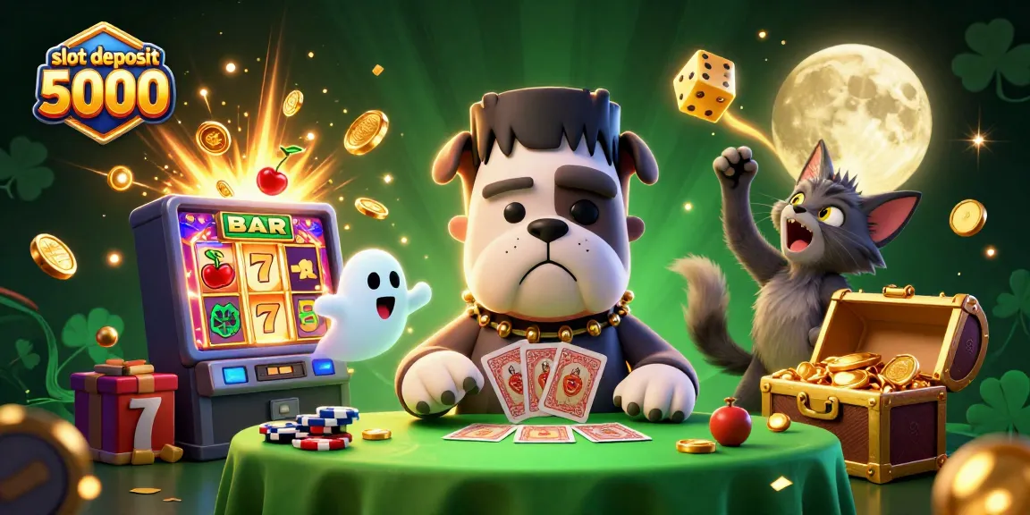 Experience excitement with the vibrant scene depicting slot deposit 5000 action in a thrilling casino.