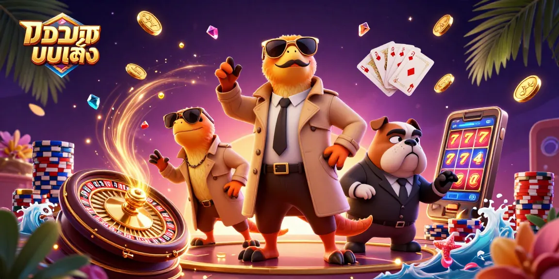 Experience thrilling แทงบอลเต็ง action in a vibrant VIP casino illustration with dynamic characters and elements.