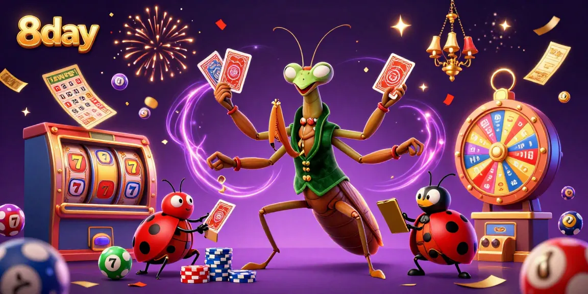 Play and win at 8day casino with vibrant slot reels and dynamic game elements.