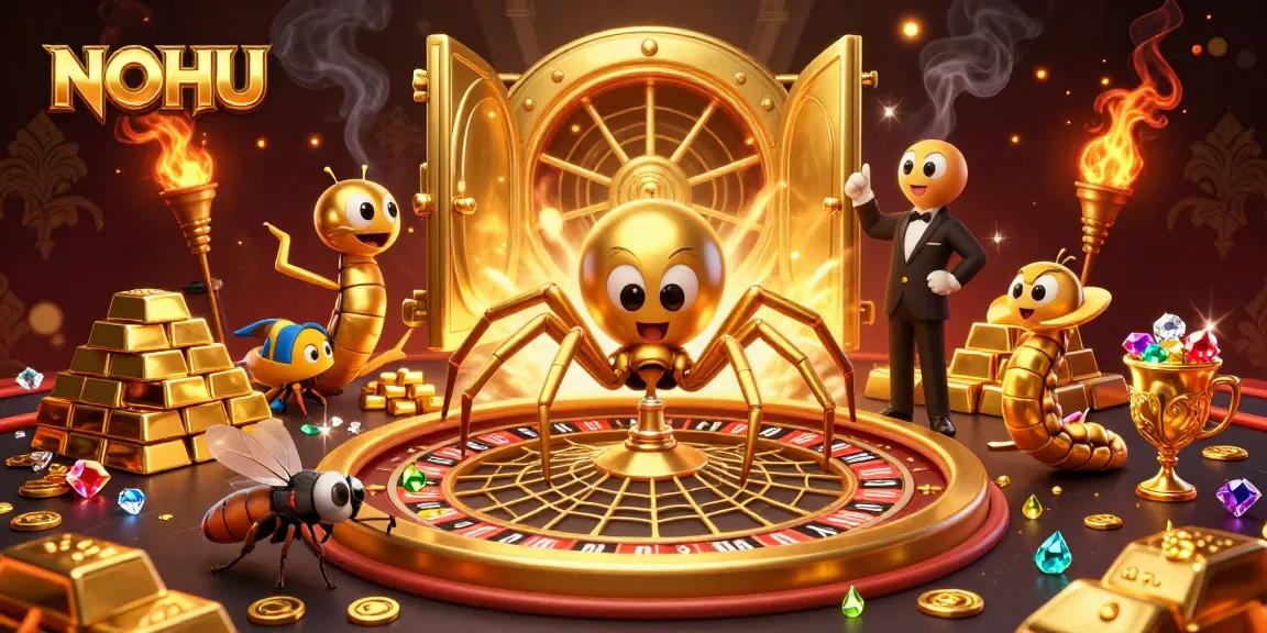 Experience thrilling bets at NOHU, the roulette wheel spins with vibrant casino elements.