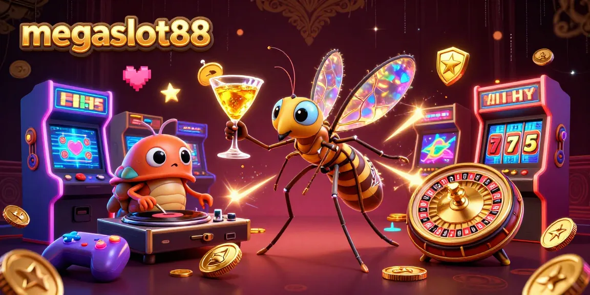 Engage with megaslot88's thrilling gaming experience featuring neon lights and vibrant casino elements.