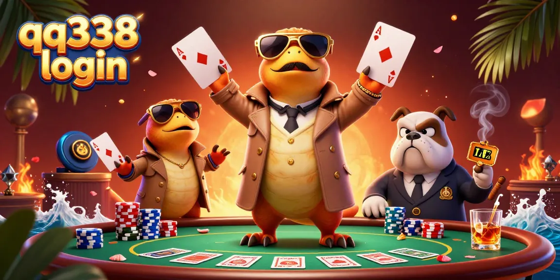 Experience seamless gameplay with qq338 login at this vibrant casino lounge illustration.
