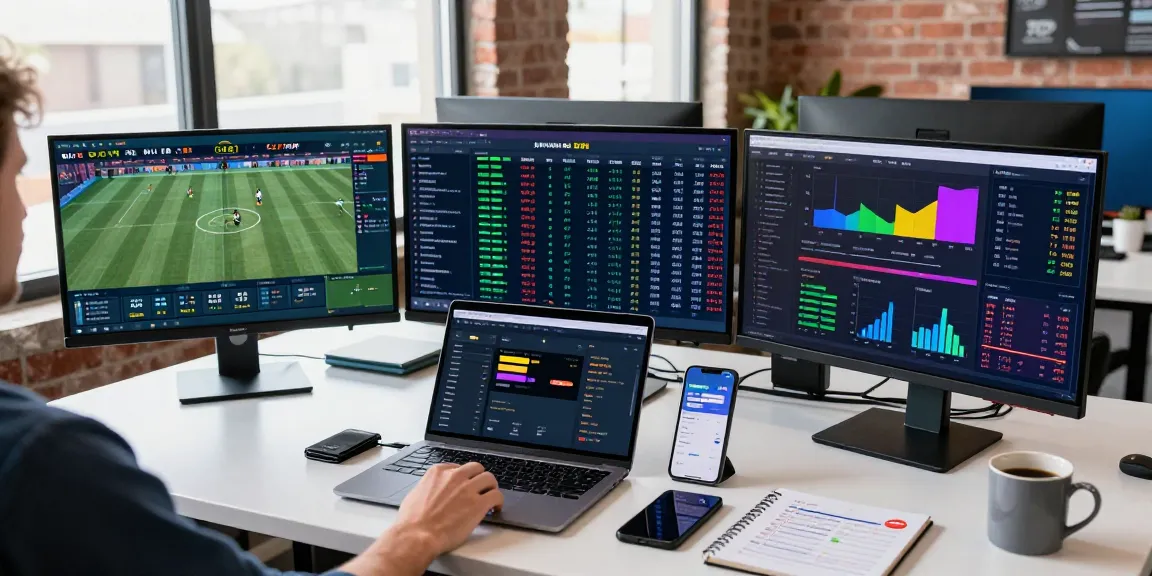 Funexchange sports betting platform interface with cryptocurrency market insights on a modern workspace