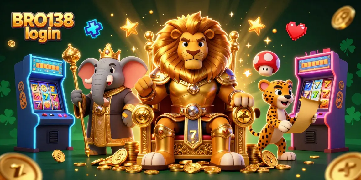 Discover rewarding slots at BRO138 login with golden coins and jackpot visuals in a vibrant casino scene.