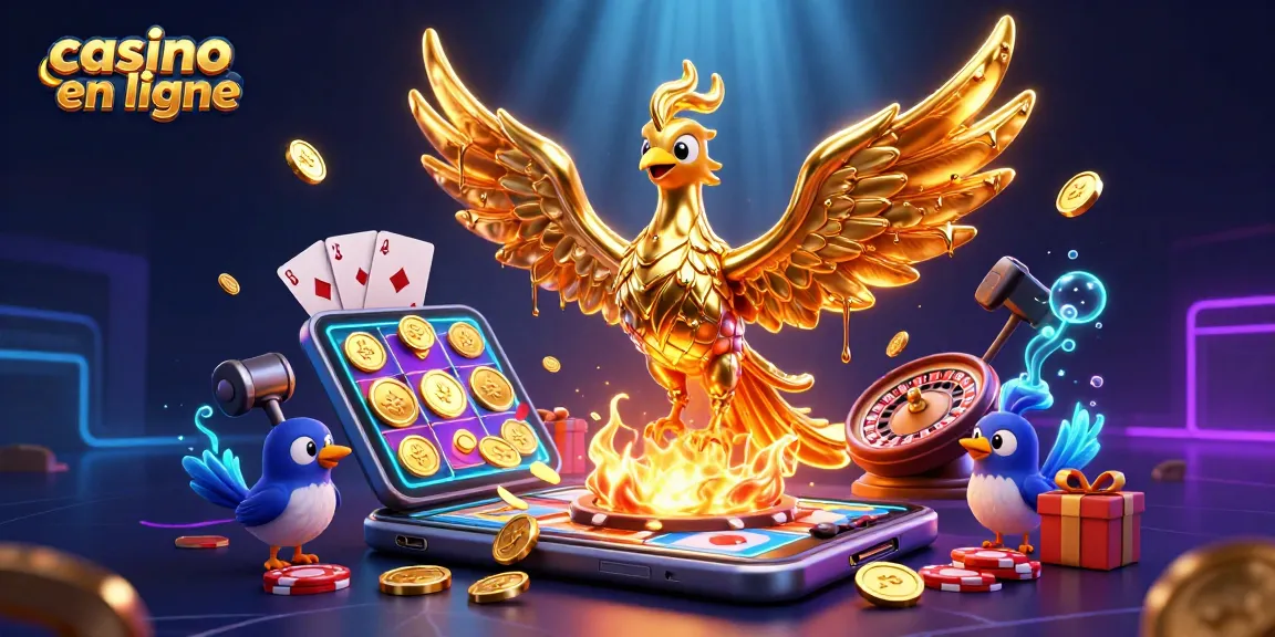 Jouez au casino en ligne et découvrez des jeux captivants avec notre illustration animée dynamique.