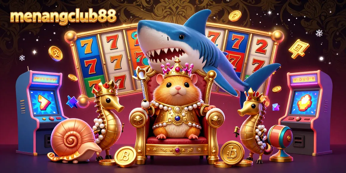 Experience exciting gameplay at menangclub88 featuring a golden hamster king and dynamic slot elements.