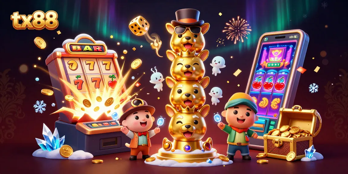 Engage with tx88's vibrant 3D casino world full of dynamic slot machines and festive characters.