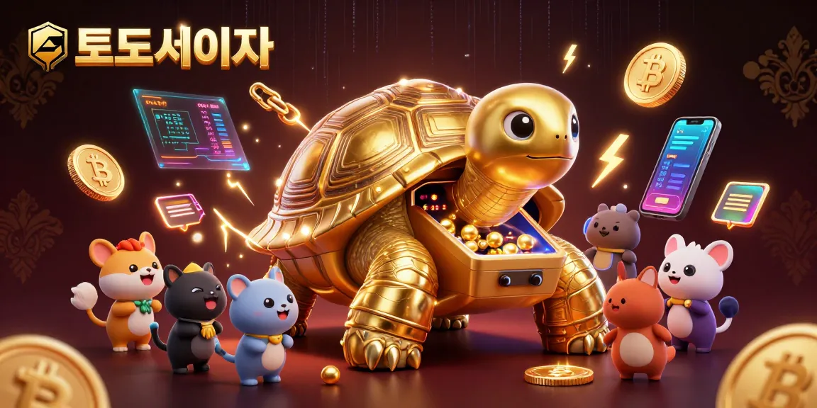 Experience the thrill of 토토사이트 gaming with lively animated characters and crypto elements in a vibrant scene.