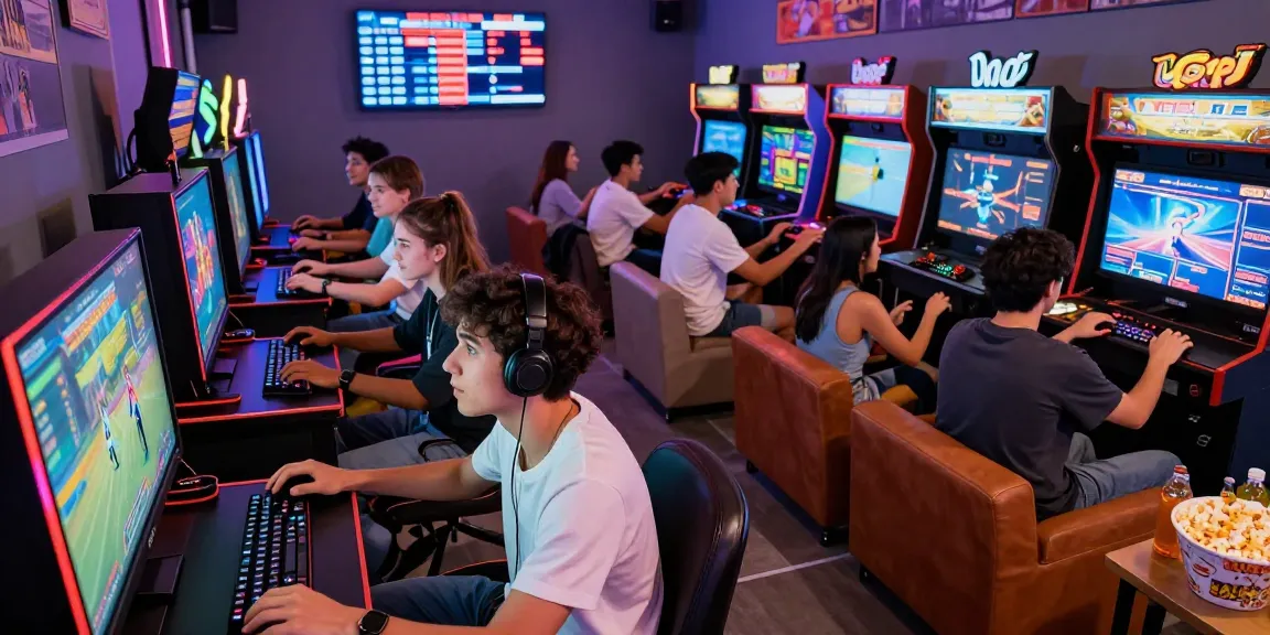 Pengalaman bermain game di GOKIL33 dengan komunitas gamer di https://levitraps.com dalam suasana arcade modern.