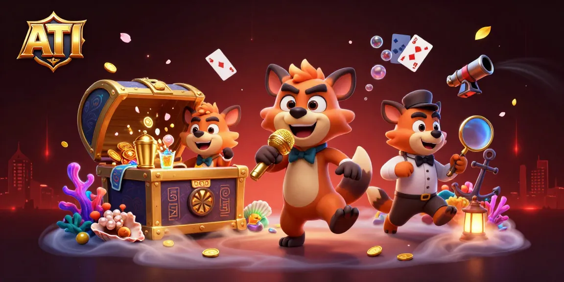 Engage in the vibrant casino scene with ATI's hyena characters showcasing comedy and fun.