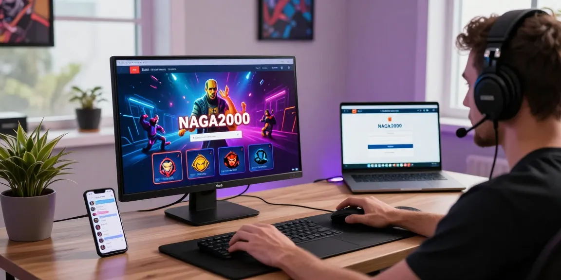 Player immersed in online gaming on NAGA2000 platform with vibrant visuals and 24/7 support.
