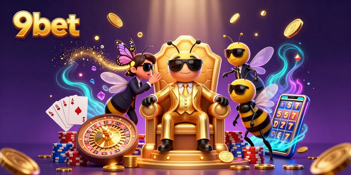 9bet highlights thrilling casino action with a mob boss, cards, and gemstones in a dynamic scene.